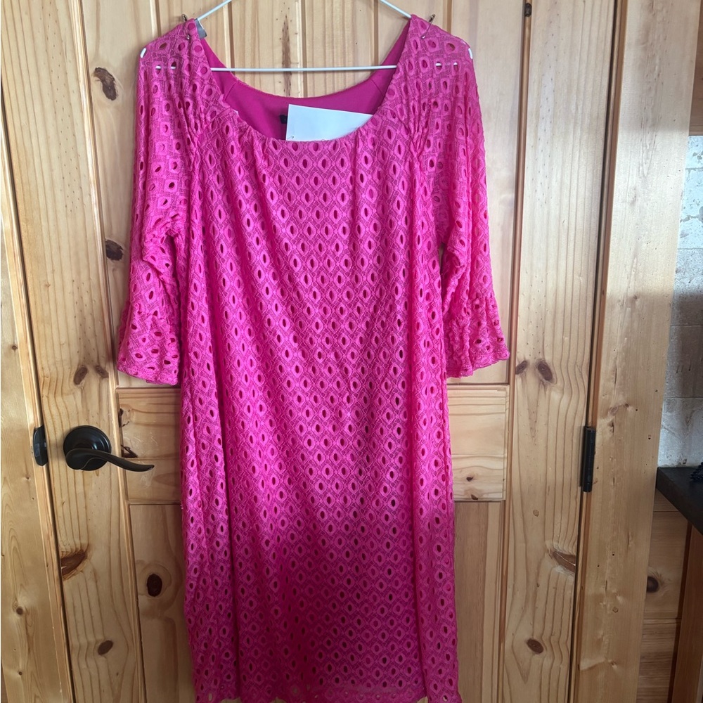 Women’s hot pink eyelet dress